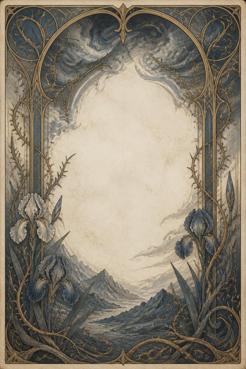 Eight of Swords — Art Nouveau tarot illustration